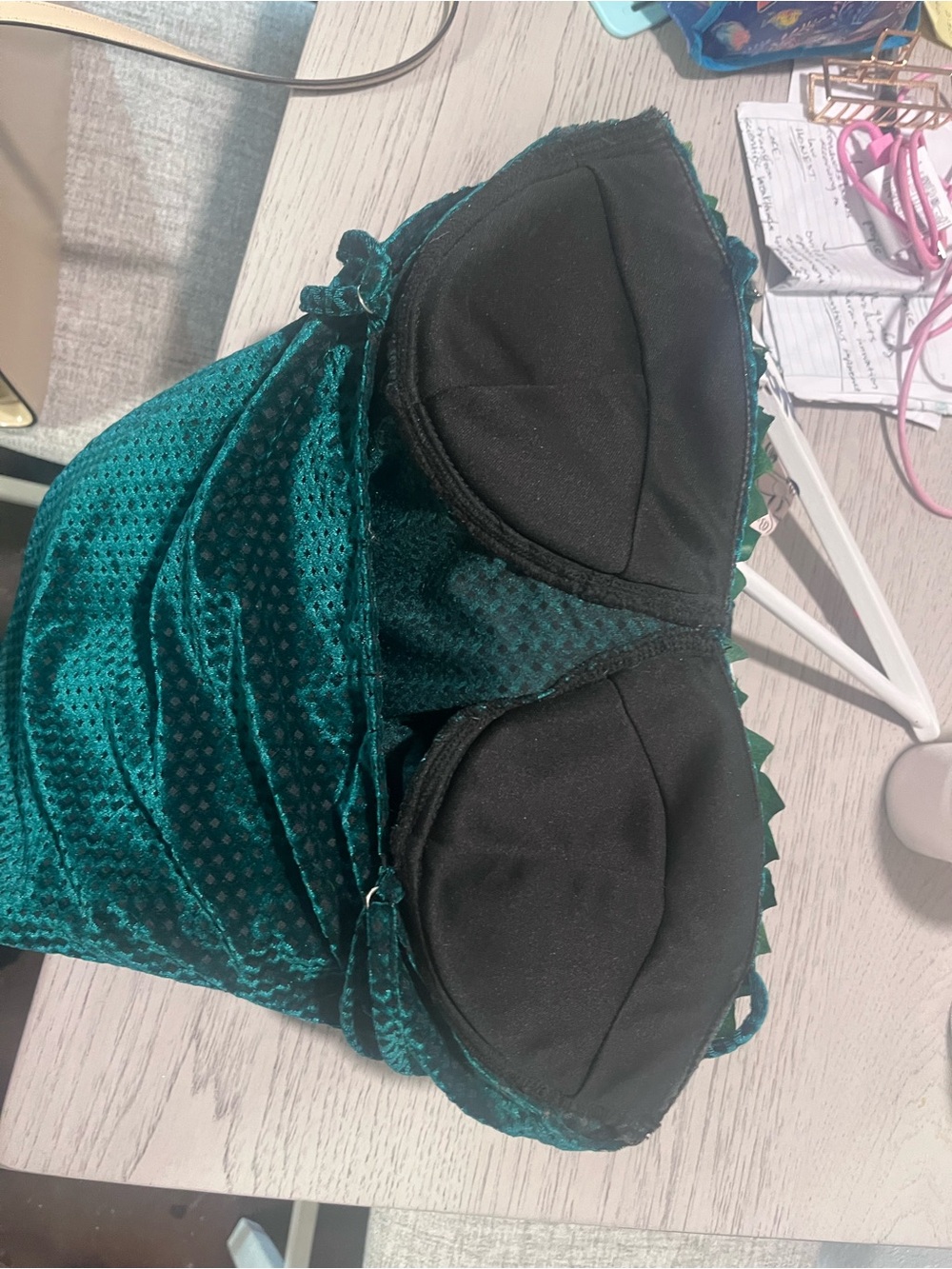 Custom Green Velvet Leaf-Trim Body Suit - Picture 6 of 8
